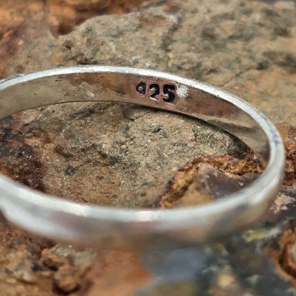 925 Sterling Silver Plt Dendritic Agate Ring Size 6 Bezel Setting Fine J… - Picture 2 of 6